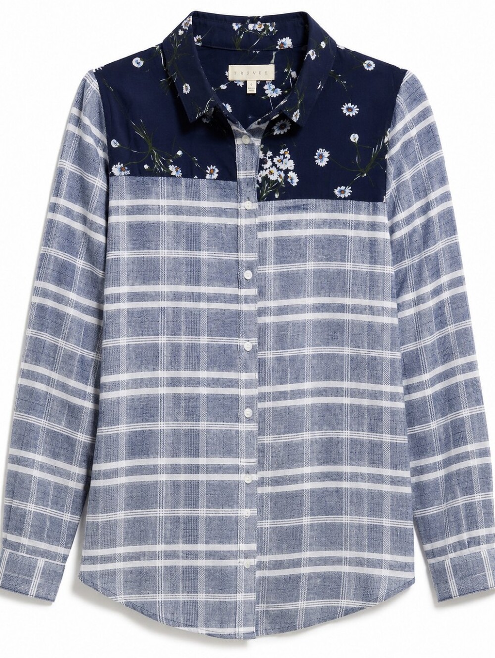 Promesa Navy Floral Button-Front Top